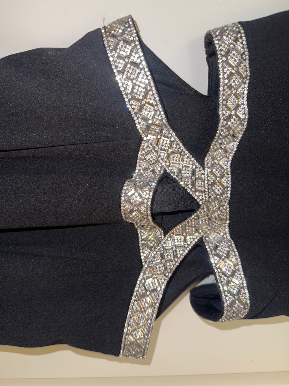 Xtraordinary Black Prom Gown with Crystal Cutout Waist - Picture 2 of 4